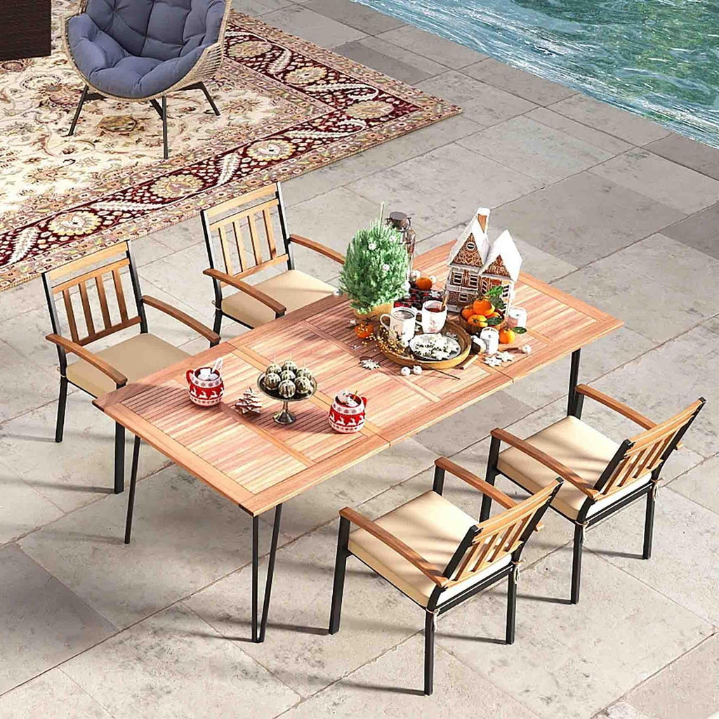 63 Inch Outdoor Dining Table & Set of 4 Patio Dining Chairs