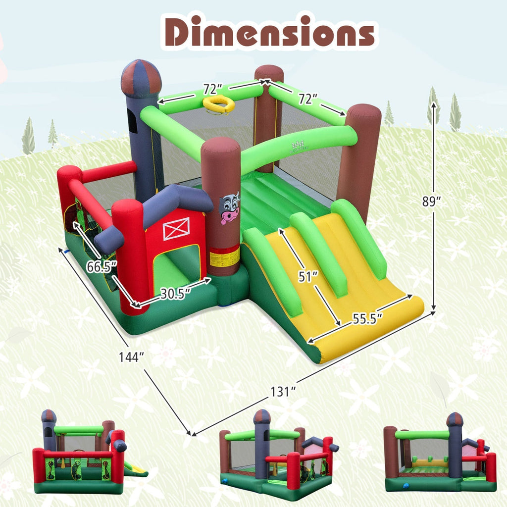 Kids Castle Slide Bouncer with 750W Blower and Dual Slides