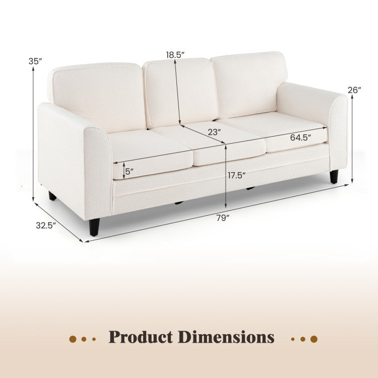 3-Piece Space-Saving Living Room with Teddy Sofa Display Bookshelf & Foldable Murphy Bed
