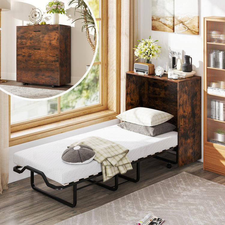 3-Piece Space-Saving Living Room with Teddy Sofa Display Bookshelf & Foldable Murphy Bed