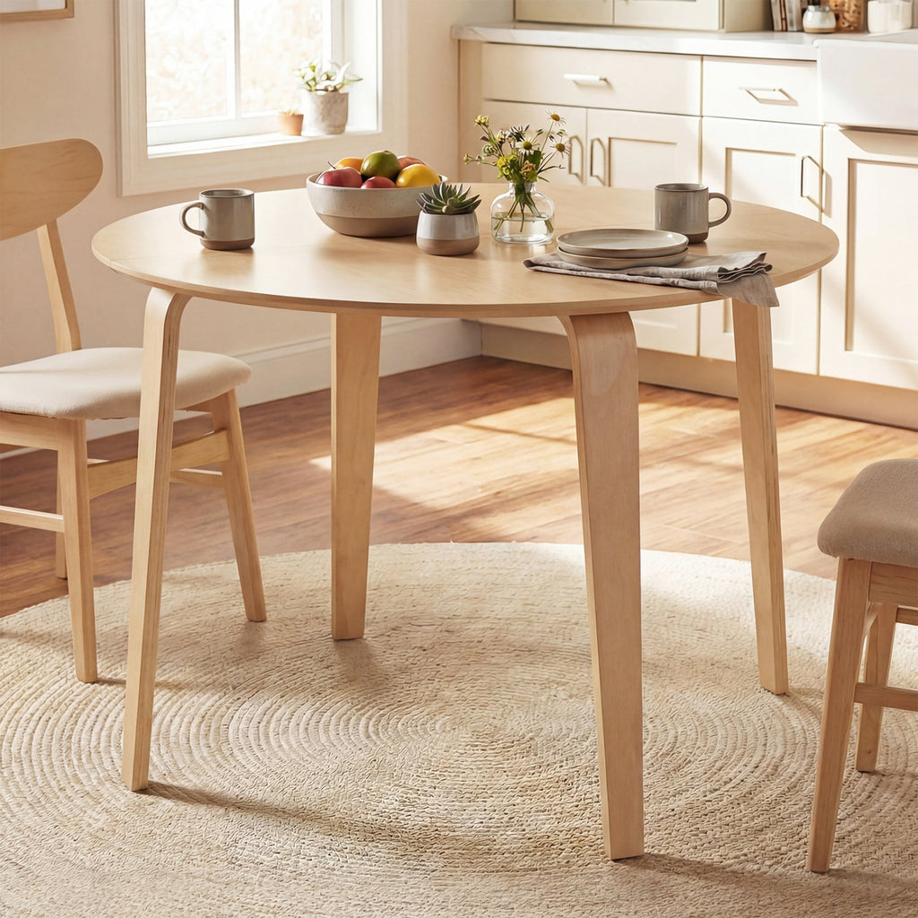 5 Piece Dining Table Set with 4 Padded Dining Chairs and Rubber Wood Table