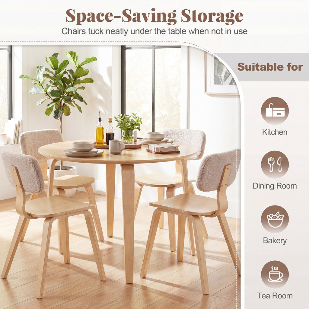 5 Piece Dining Table Set with 4 Padded Dining Chairs and Rubber Wood Table