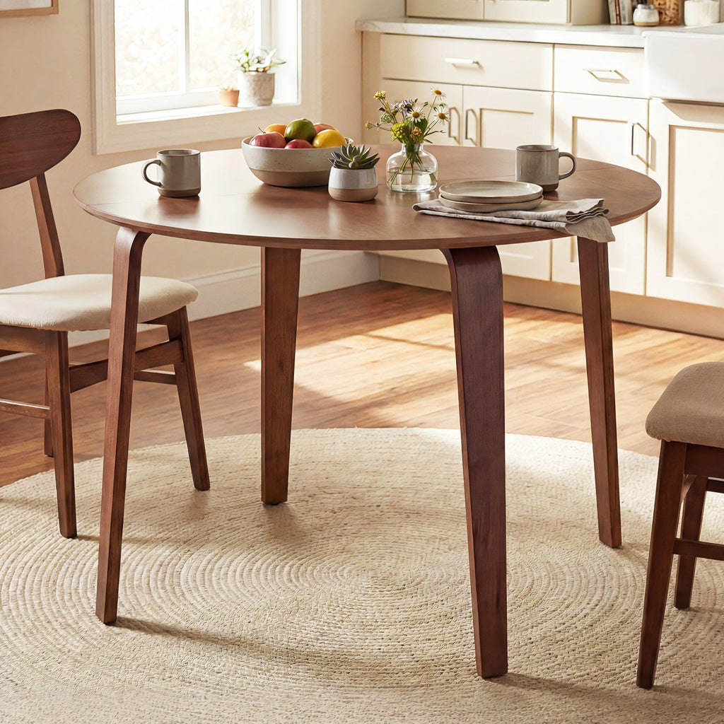 5 Piece Dining Table Set with 4 Padded Dining Chairs and Rubber Wood Table