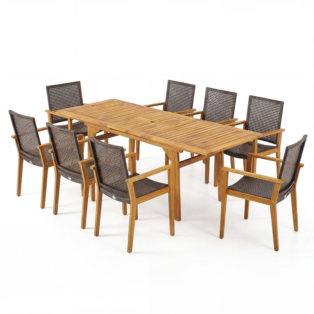 9-Piece Expandable Patio Dining Set for Deck and Garden