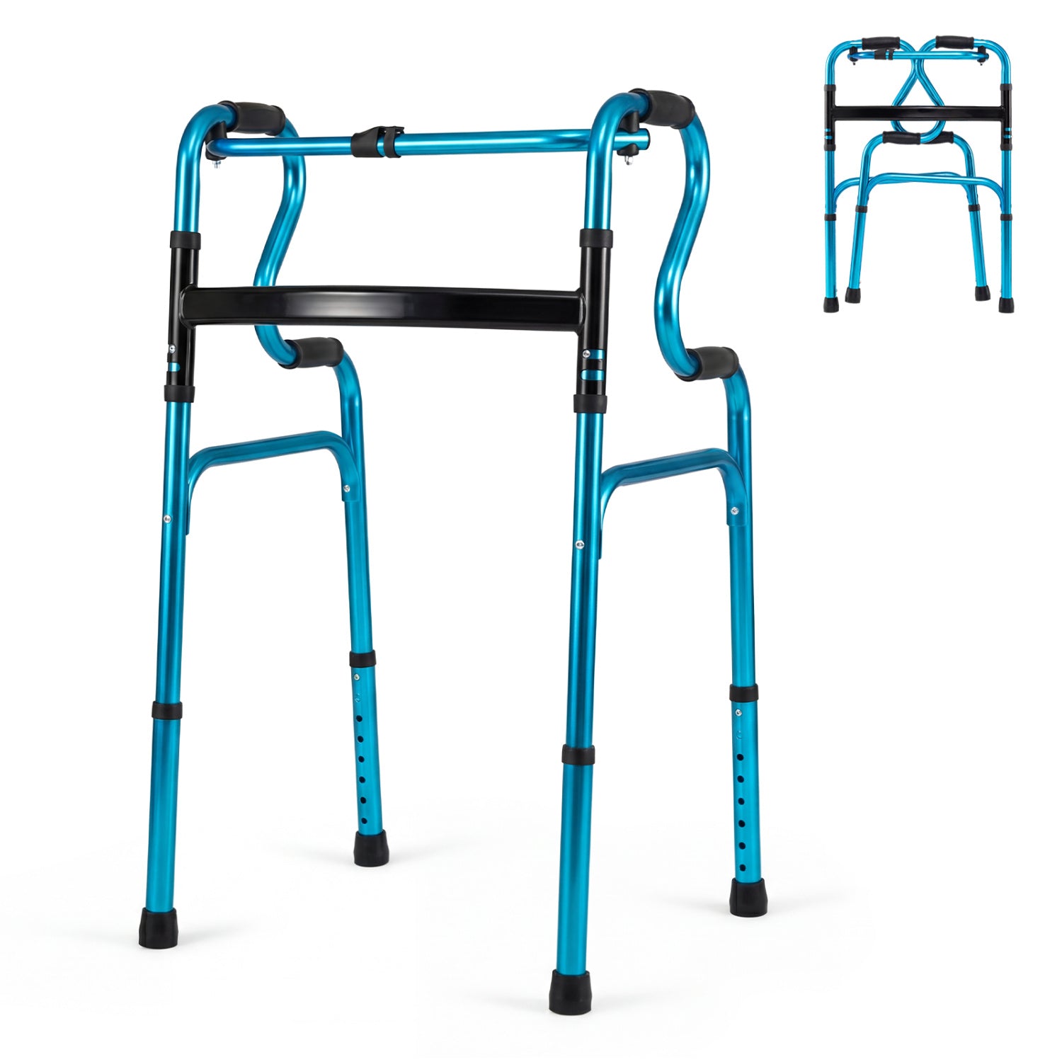 One-Button Folding Aluminum Walking Frame Walker