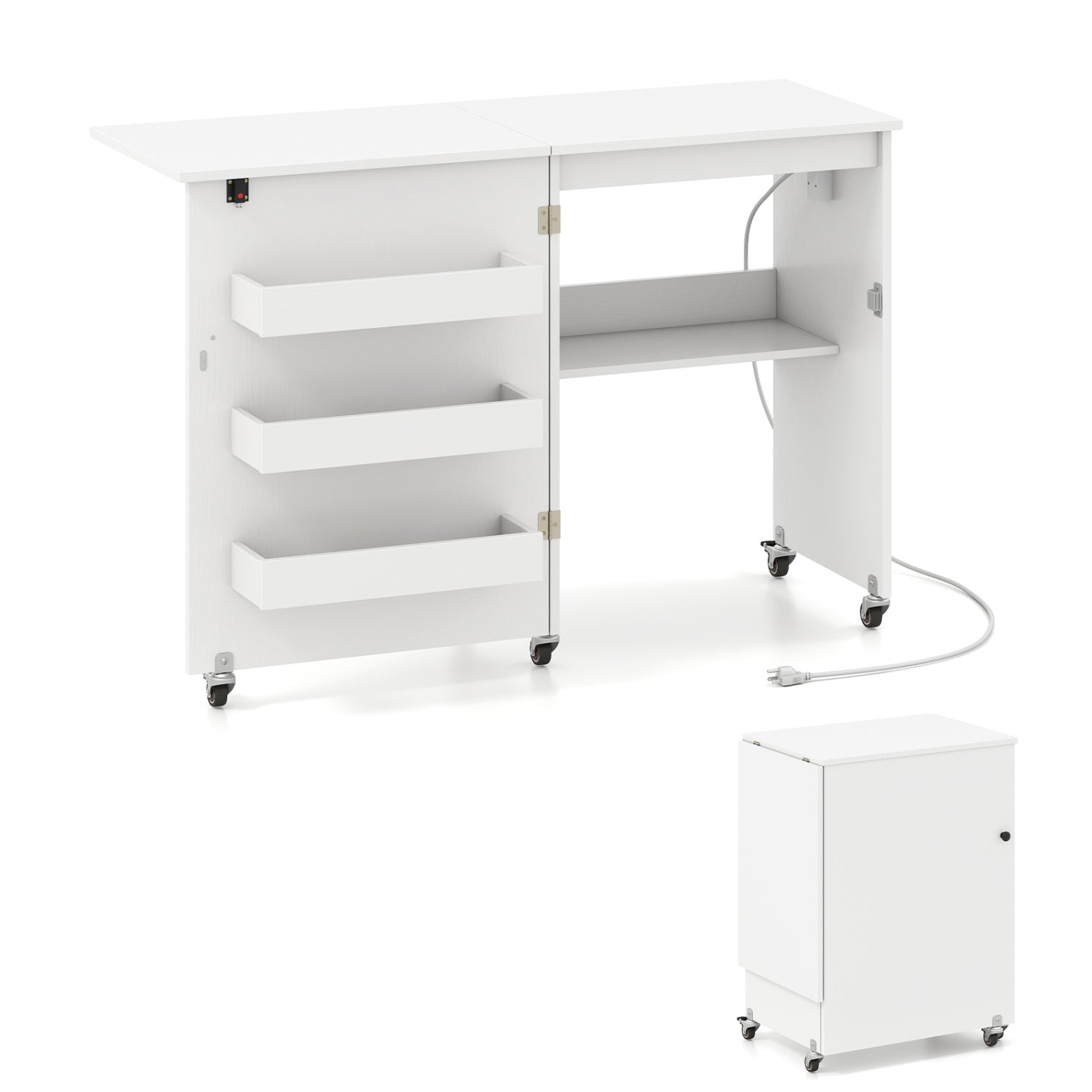 Sewing Machine and Table Set with Charging Station Folding Craft Desk and Beginner Sewing Machine