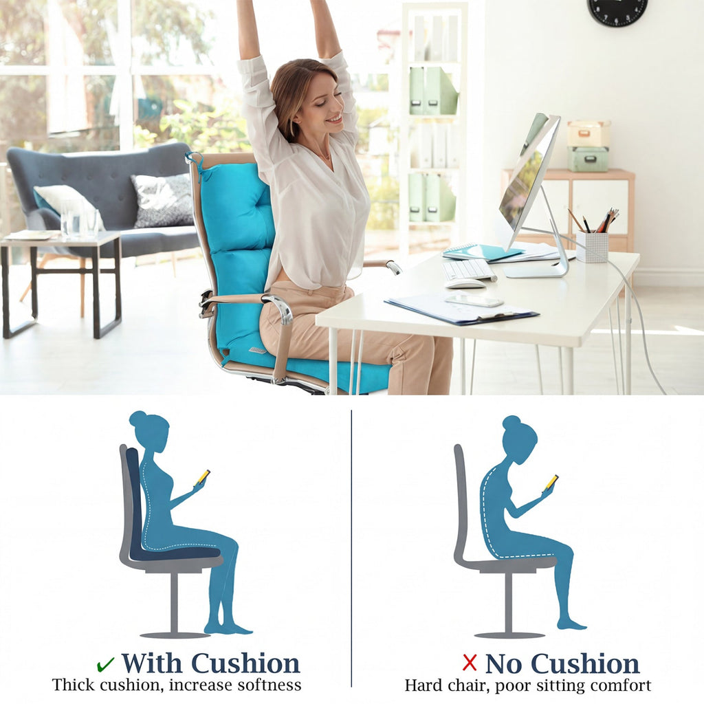 Set of 2 High Back Chair Cushion with Adjustable Height
