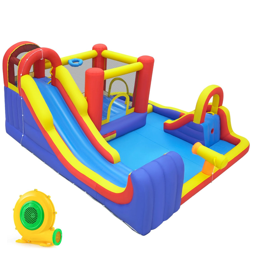 7-in-1 Inflatable Water Slide Bounce House with Dual Slides
