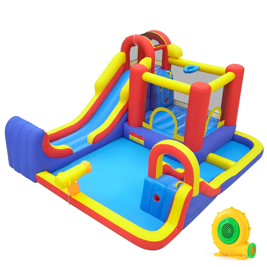 7-in-1 Inflatable Water Slide Bounce House with Dual Slides