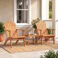 Adirondack Chair Set of 2 with Side Table - Acacia Wood