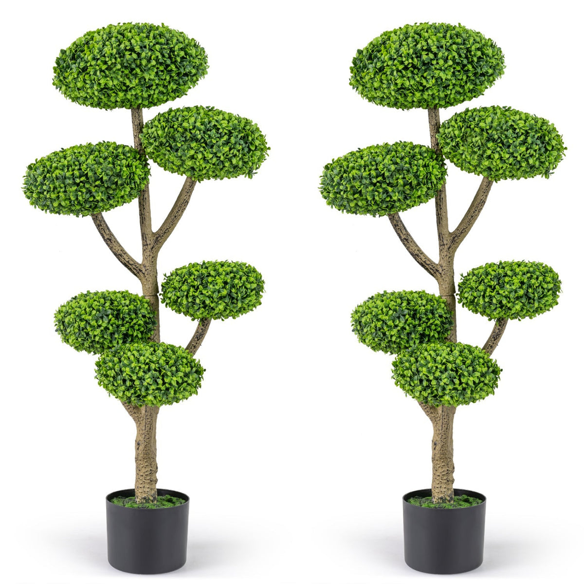 6-Ball Topiary Tree Set of 2 with Weighted Base