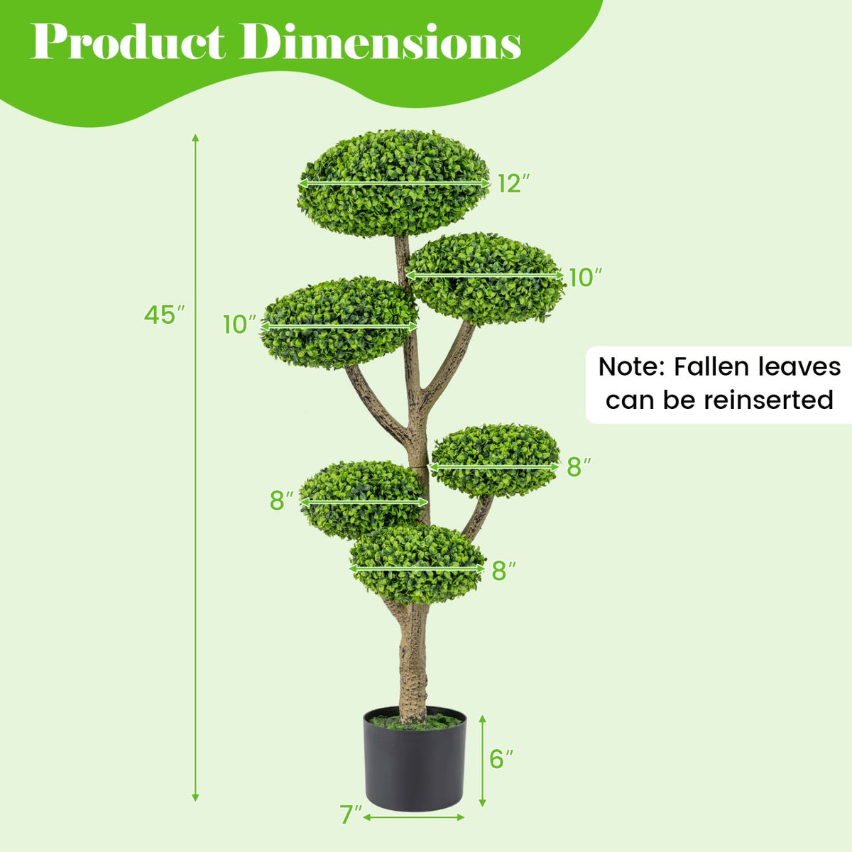 6-Ball Topiary Tree Set of 2 with Weighted Base