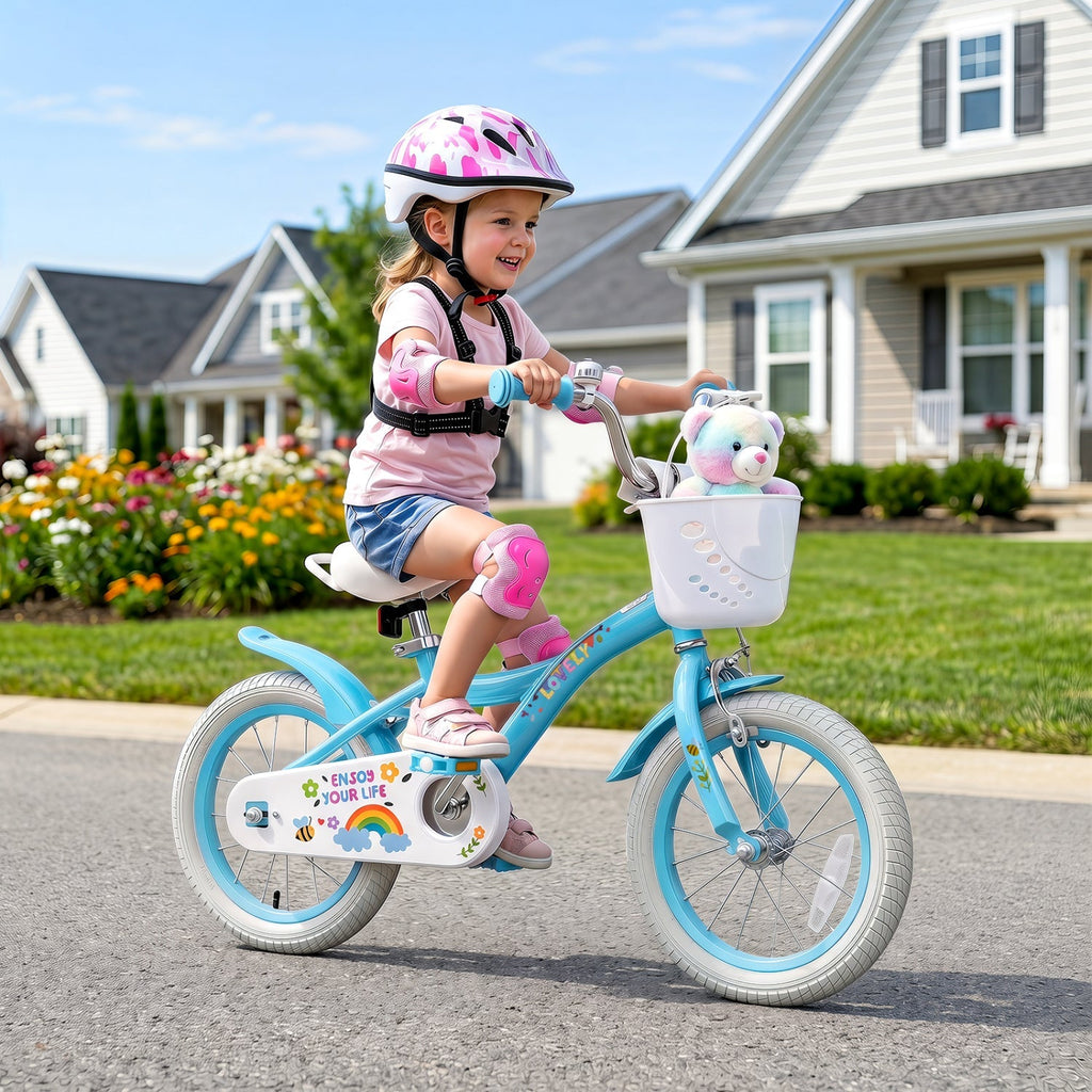 Girls Bike 12-18 Inch with Training Wheels and Basket