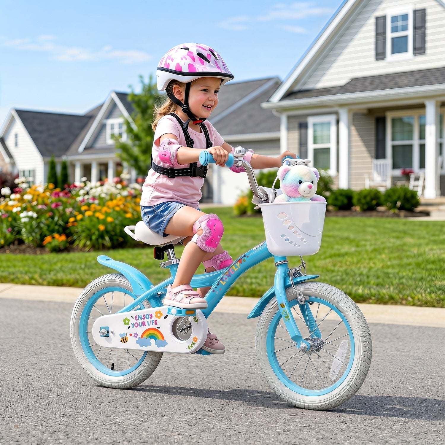 Girls Bike 12-18 Inch with Training Wheels and Basket