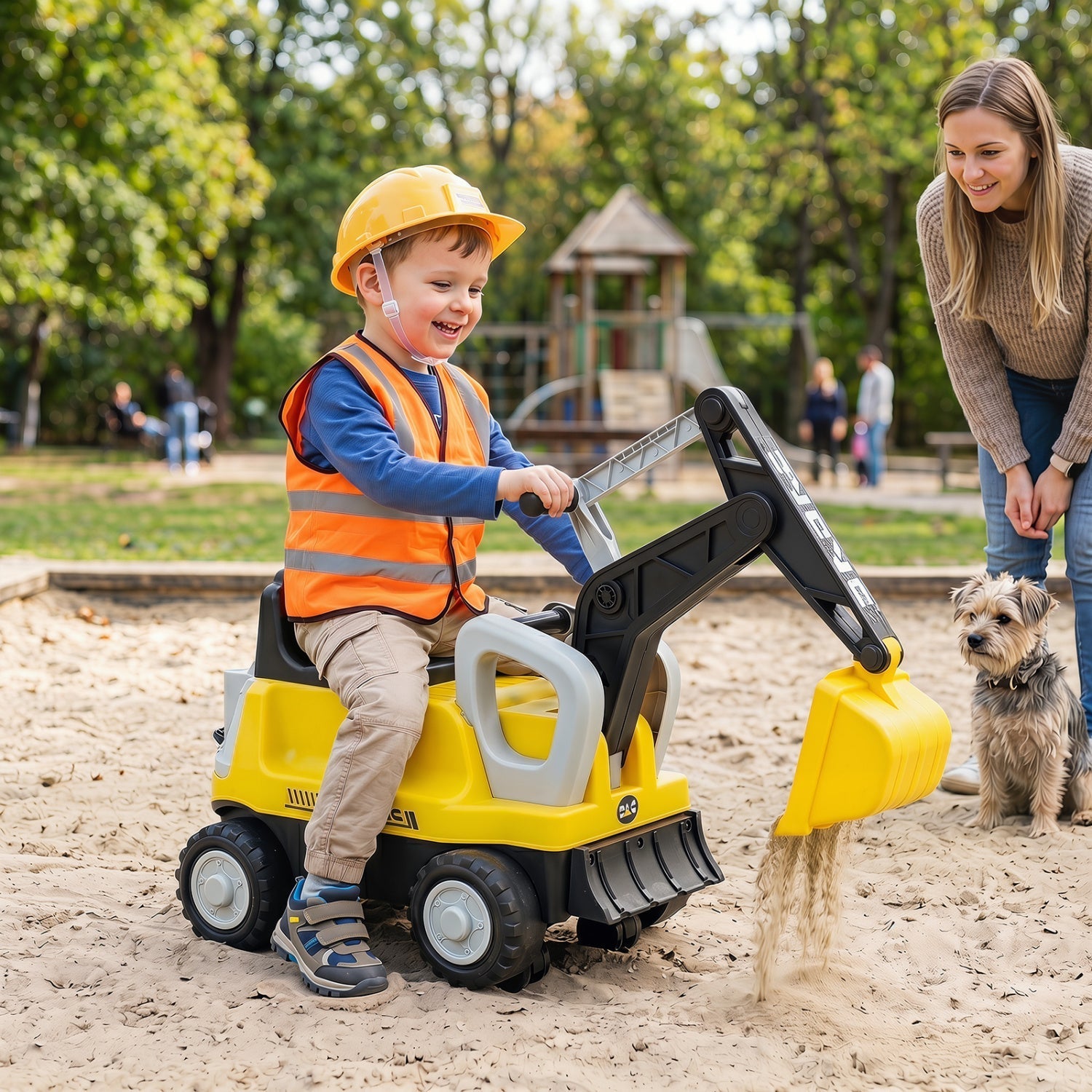 Kids Ride On Tractor with Digging Arm and Trailer