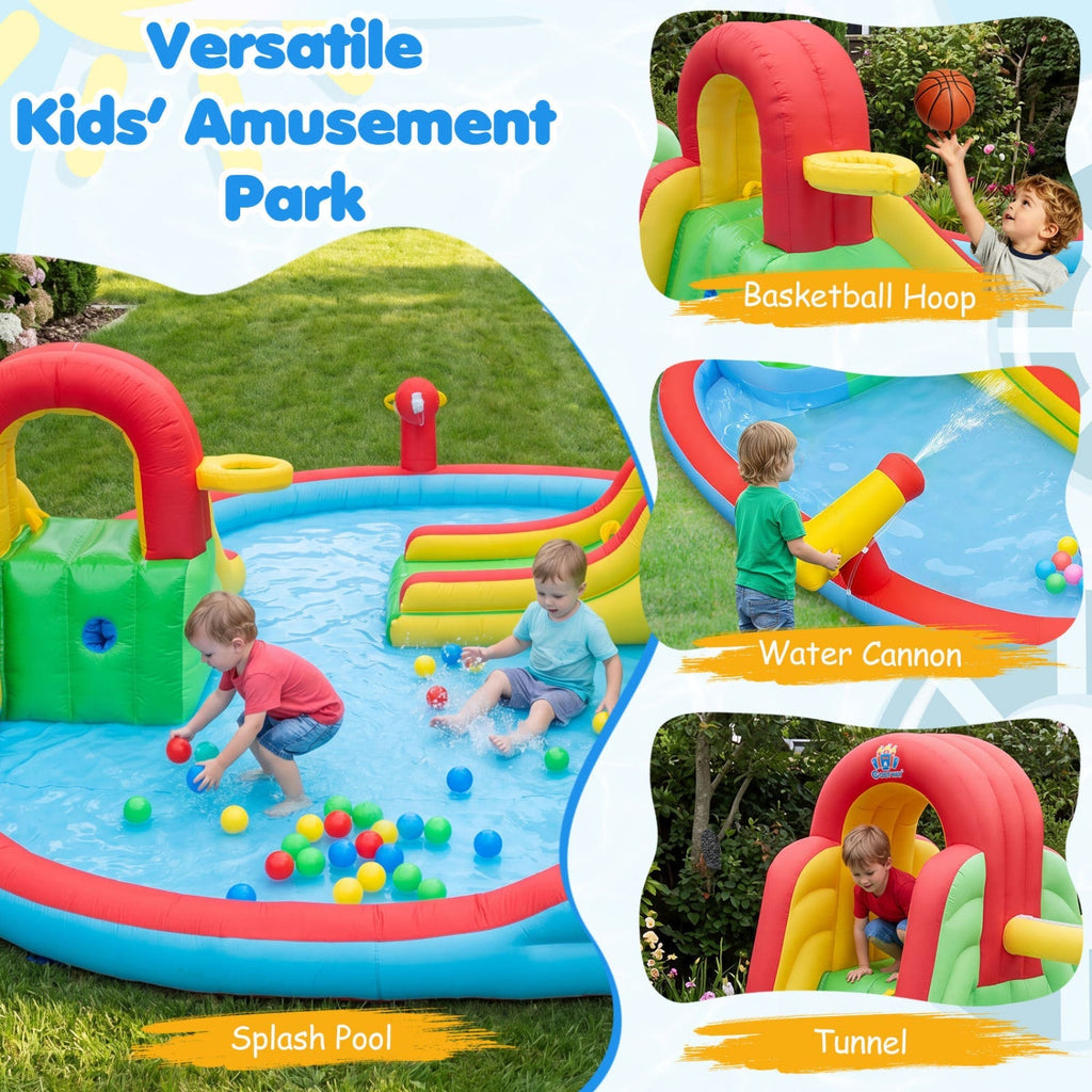 Inflatable Water Park with 3 Slides and Splash Pool