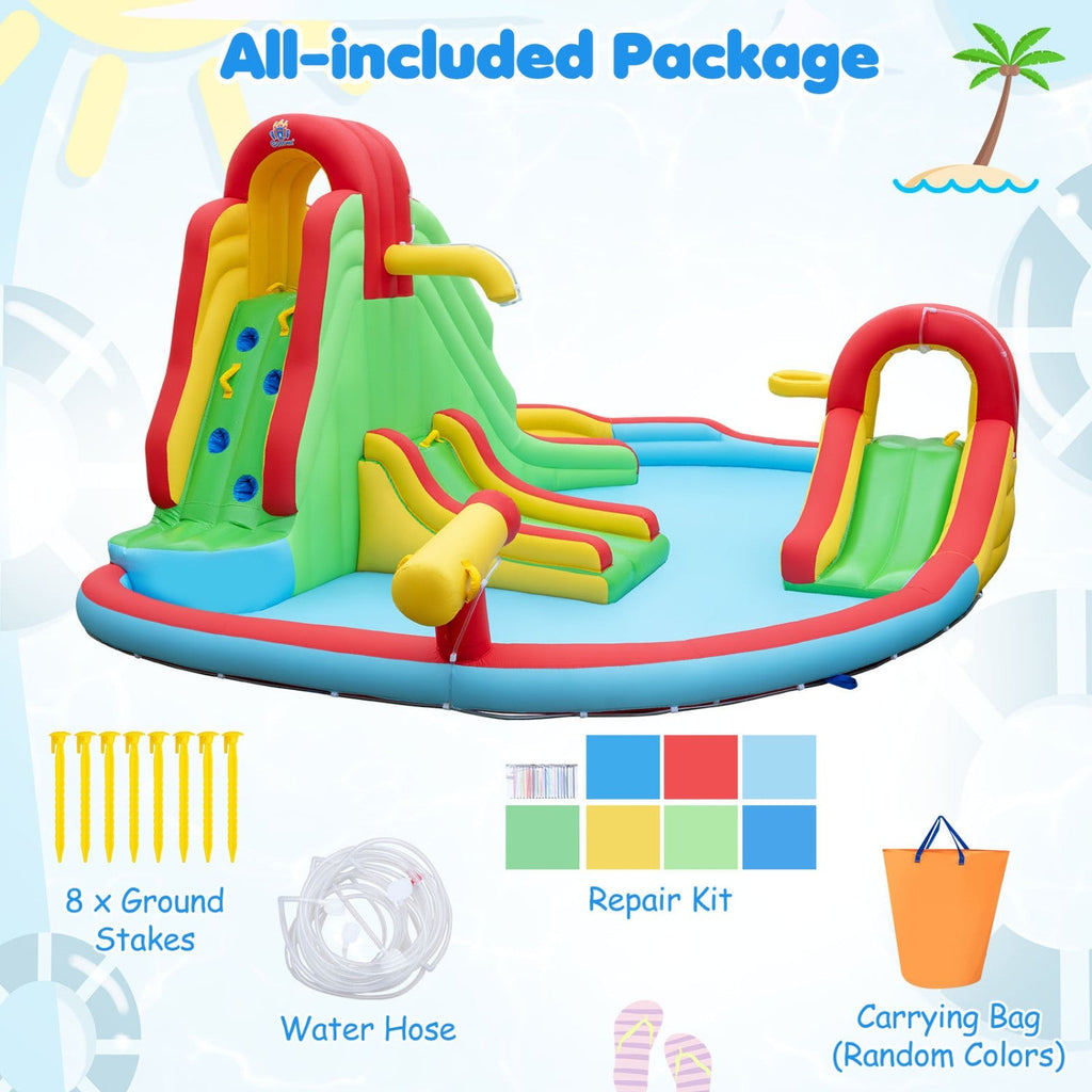 Inflatable Water Park with 3 Slides and Splash Pool