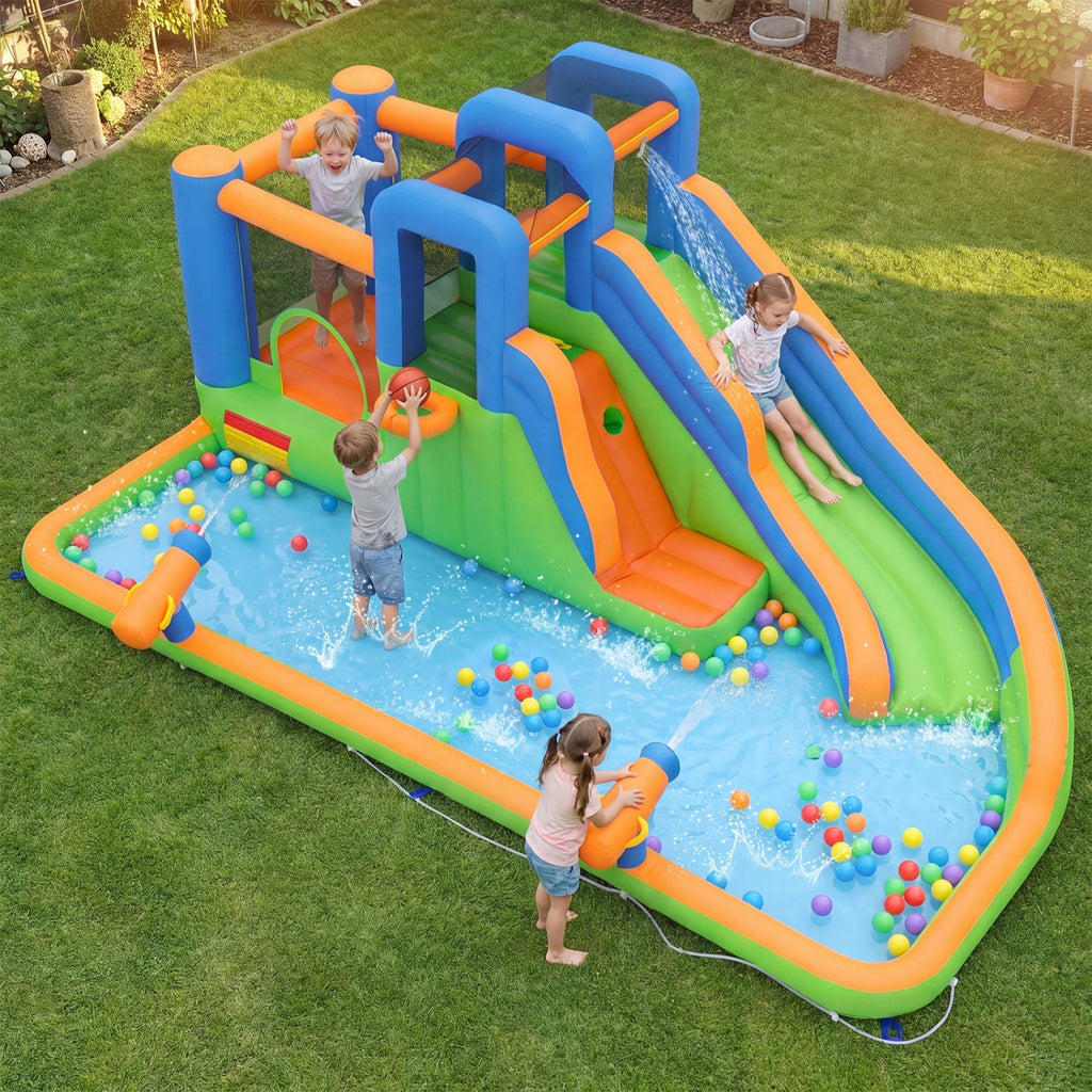 Inflatable Water Slide Park with 780W Blower and Splash Pool