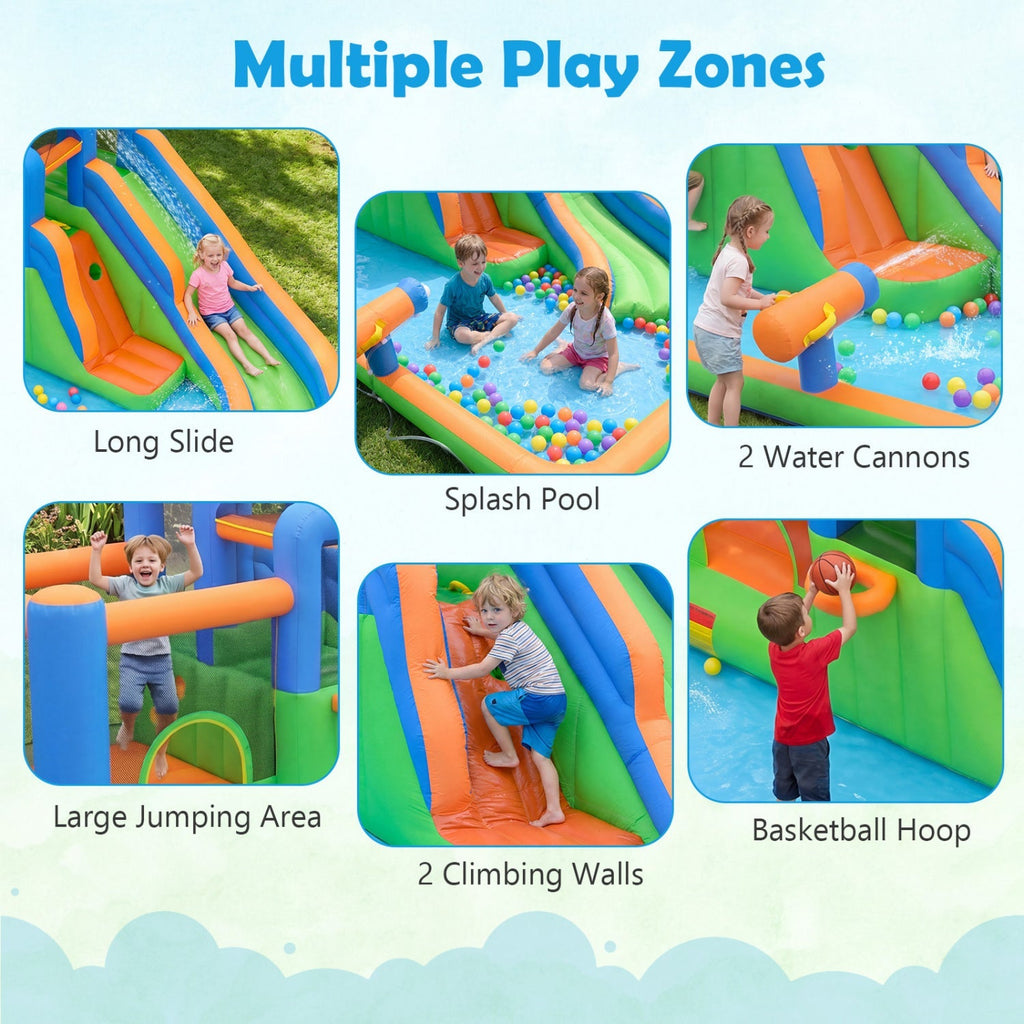 Inflatable Water Slide Park with 780W Blower and Splash Pool