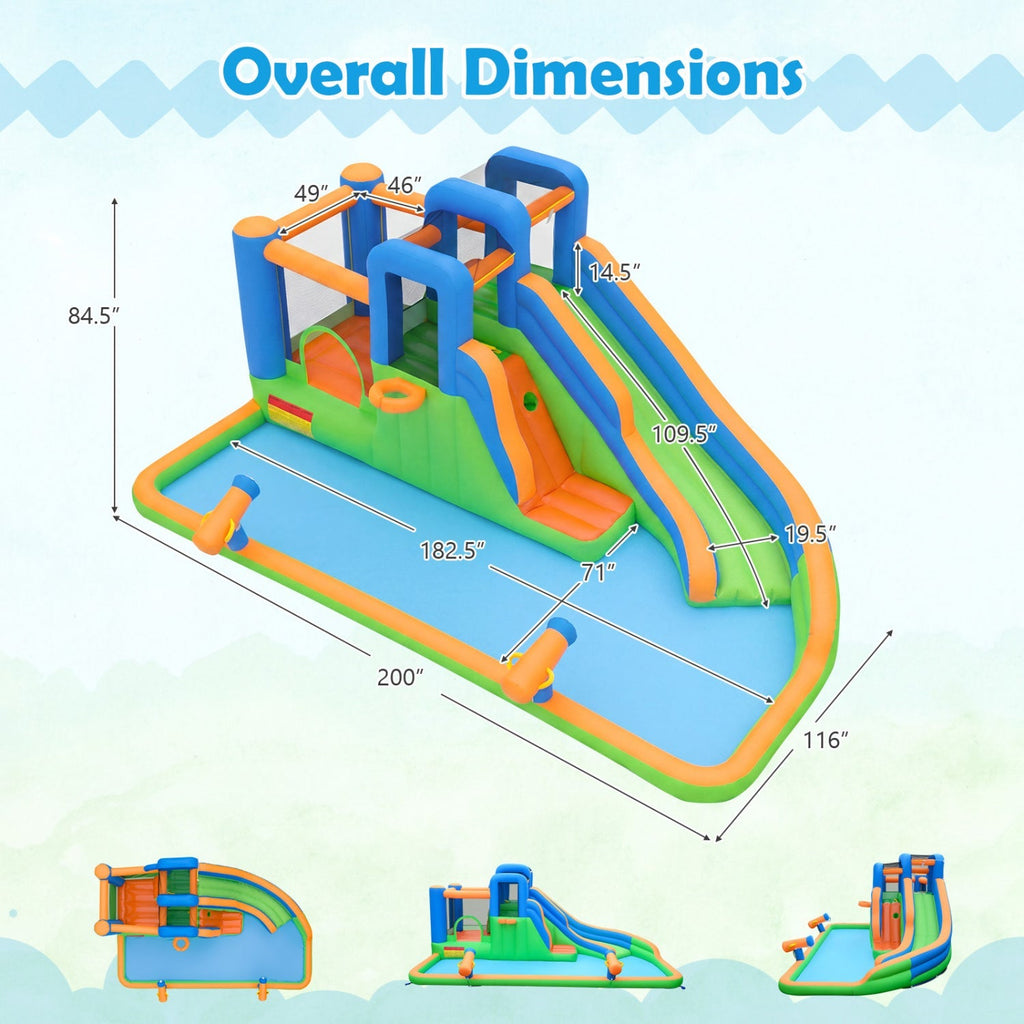 Inflatable Water Slide Park with 780W Blower and Splash Pool