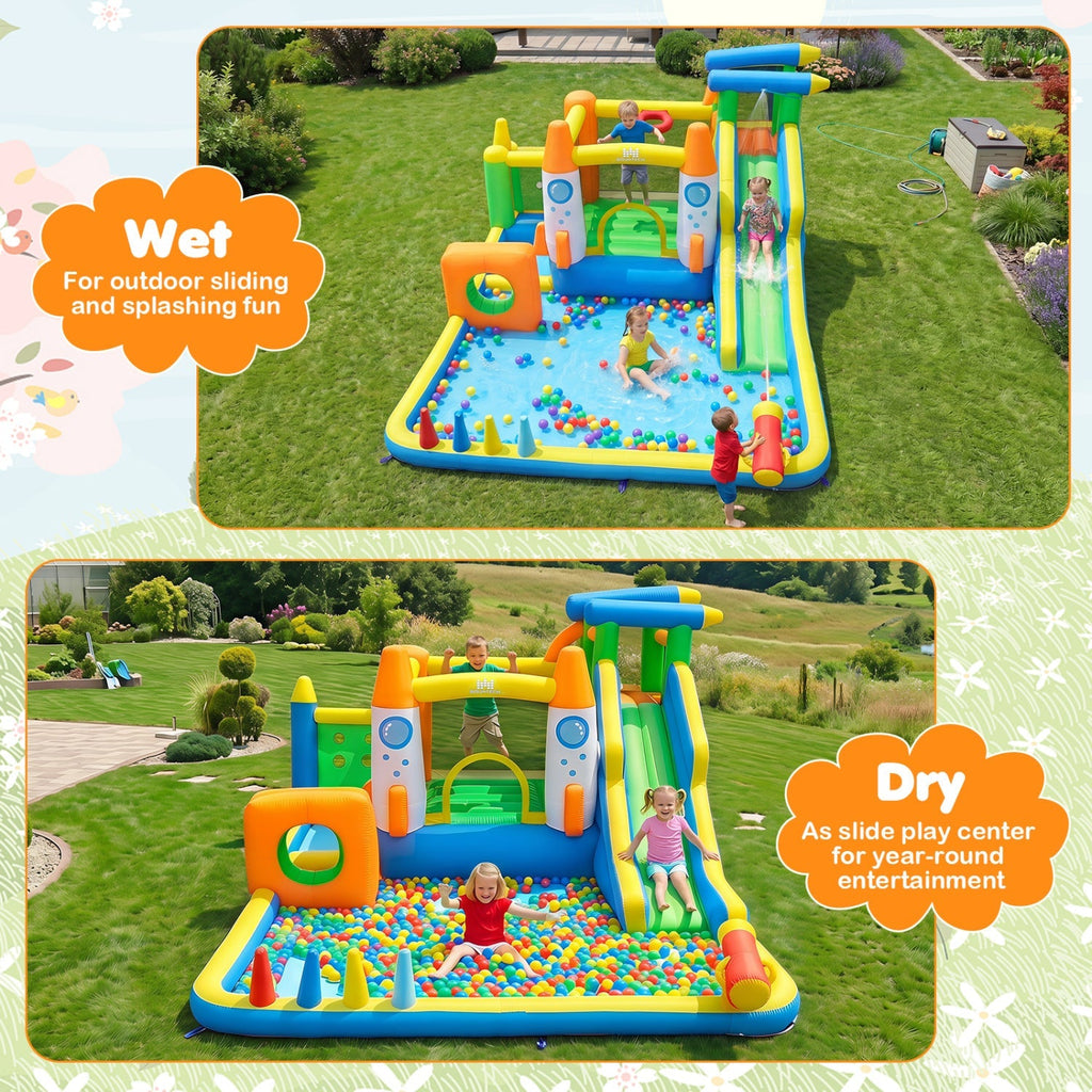 10-in-1 Inflatable Bounce House with Water Slide and Blower