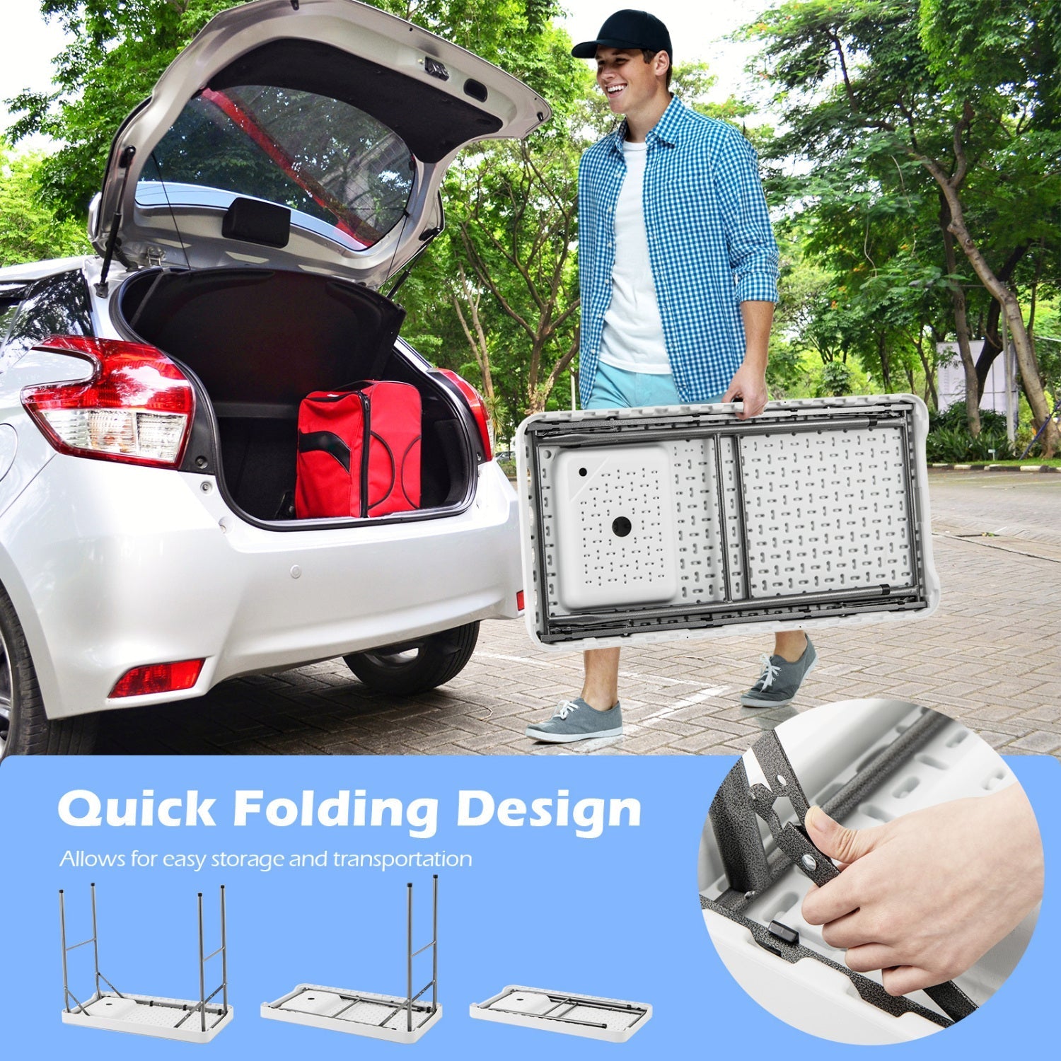 Folding Fish Cleaning Table with Sink and Rotatable Faucet