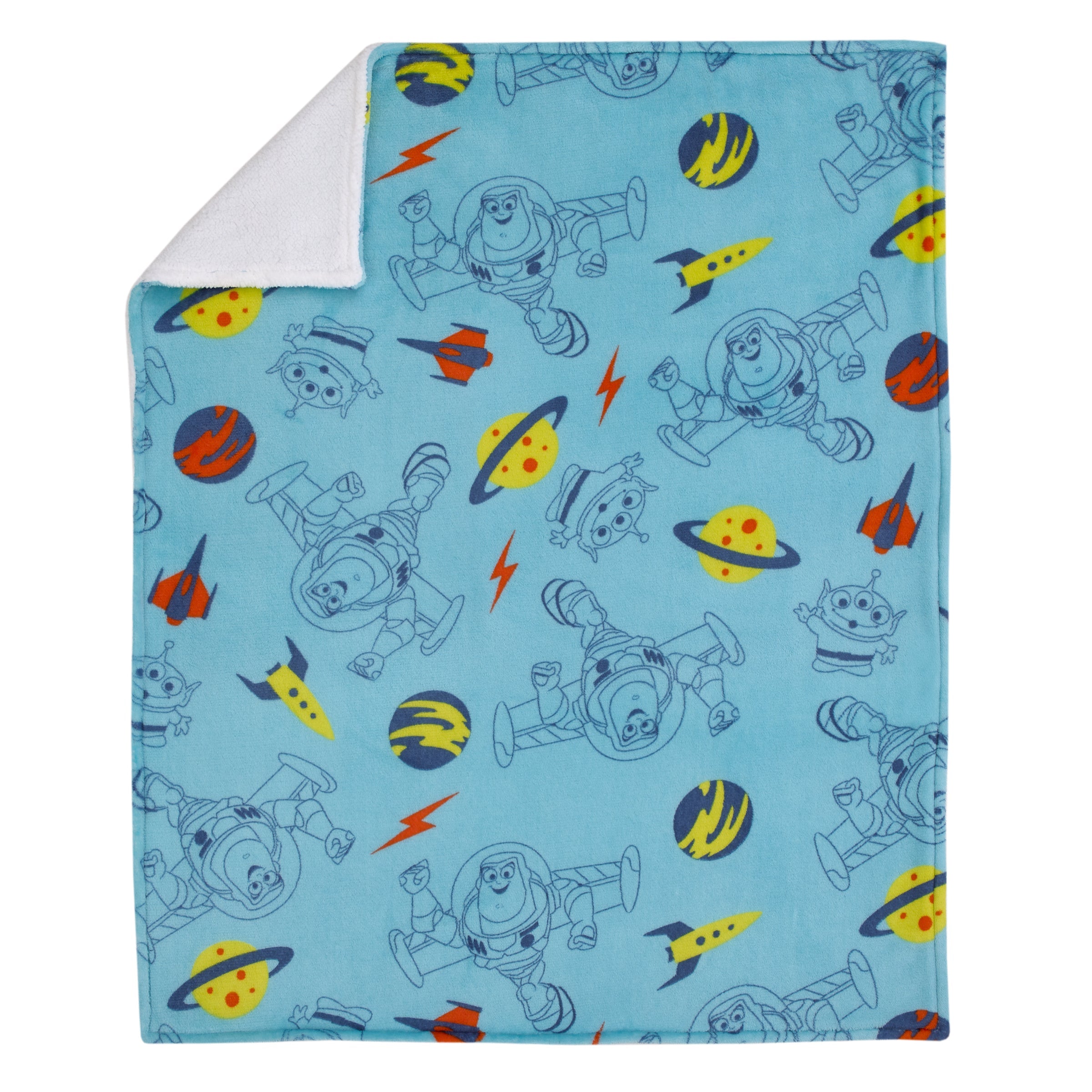 Toy Story Aqua, Lime and Orange Buzz Lightyear Super Soft Sherpa Baby Blanket
