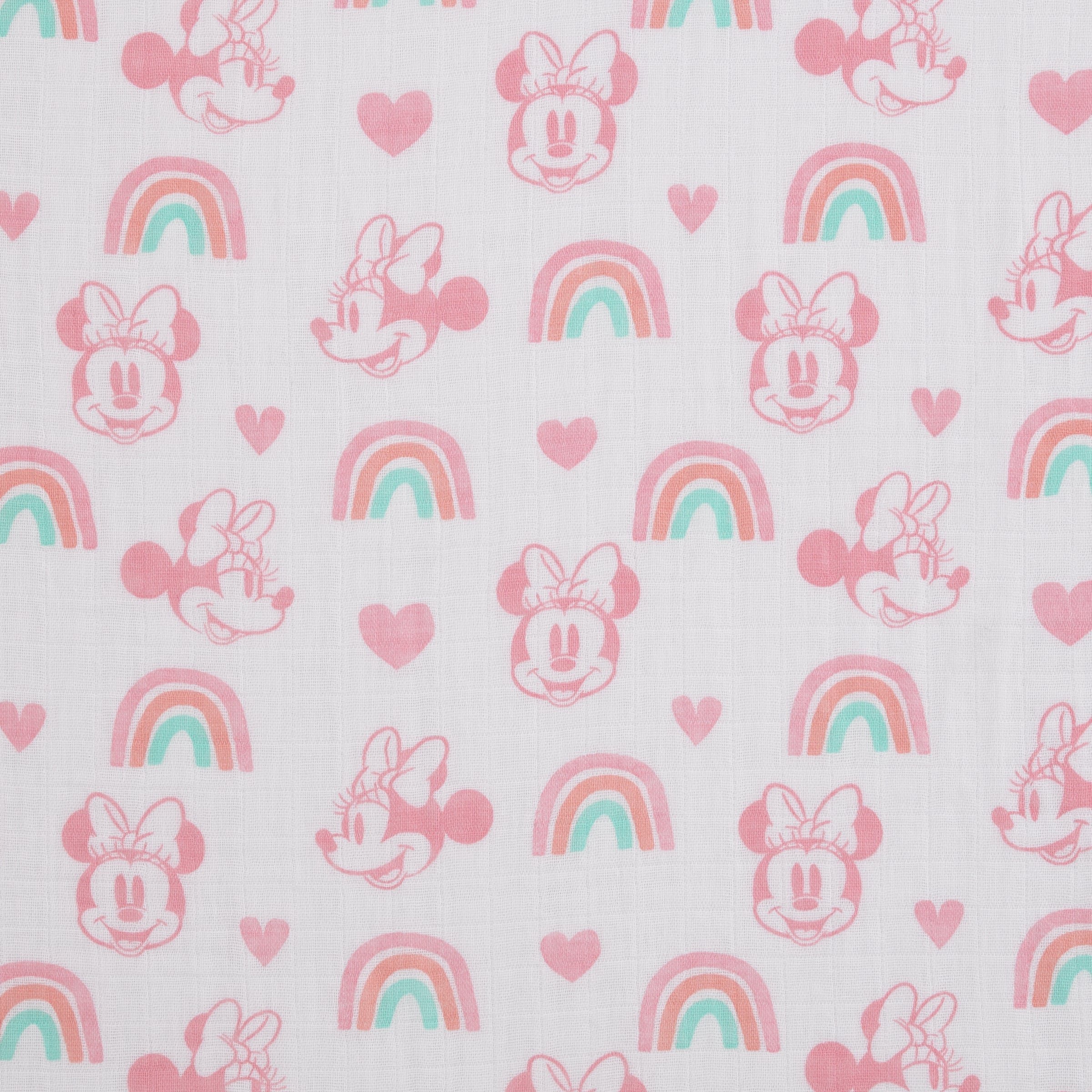 Disney Minnie Mouse Pink, Aqua, and White 3 Piece Muslin Swaddle Baby Blanket Set