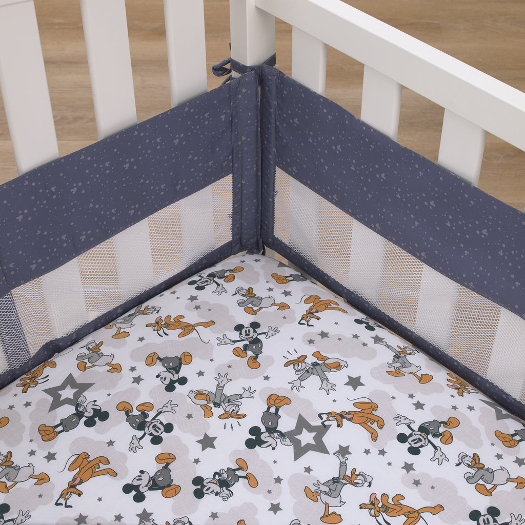 Mickey Mouse Love Mickey Navy and Gray Crib Liner