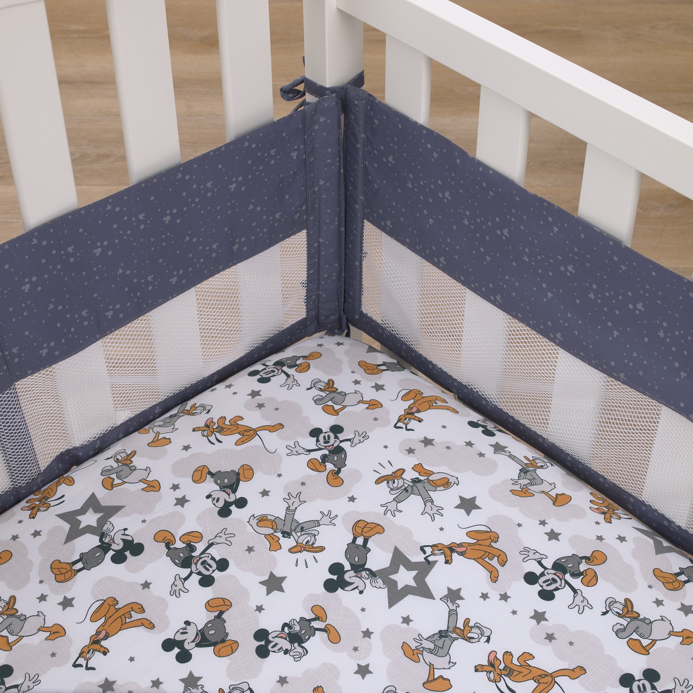 Mickey Mouse Love Mickey Navy and Gray Crib Liner