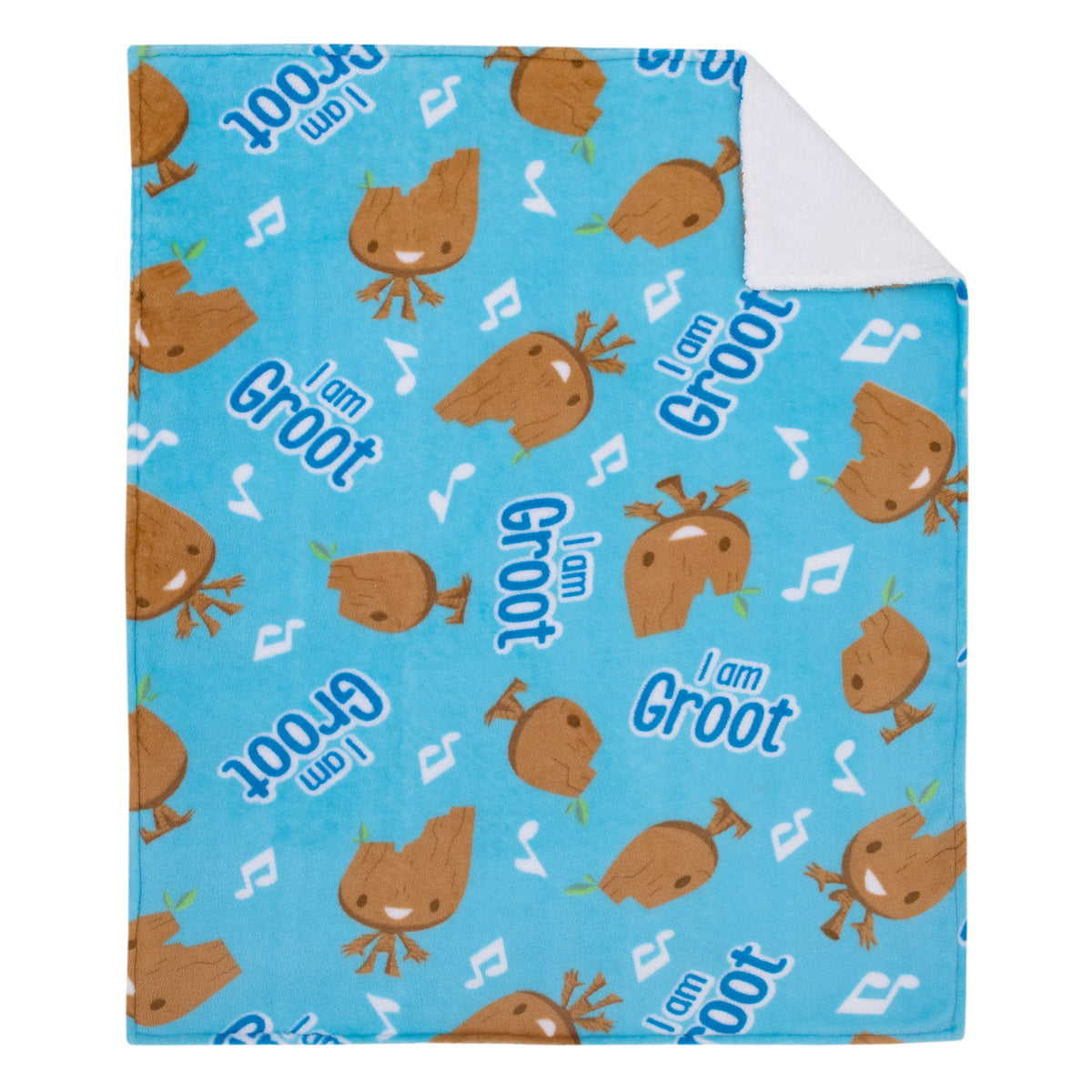 I Am Groot Blue and Brown Super Soft Sherpa Baby Blanket