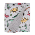 Jurassic World Grey, Green, Orange and Yellow Dinosaur Super Soft Sherpa Baby Blanket