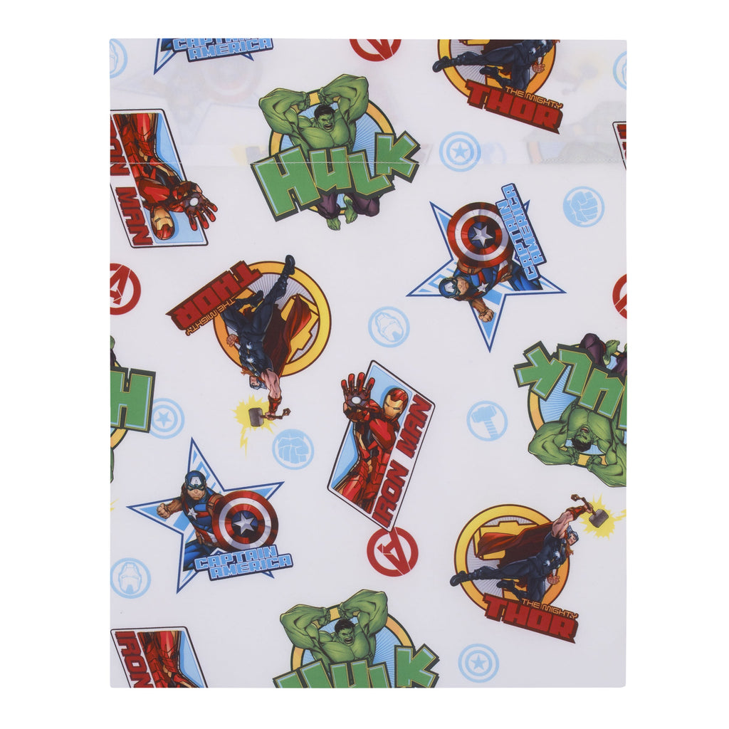 The Avengers I Am A Hero Blue, Green, Red, and Yellow 4 Piece Toddler Bed Set - Comforter, Fitted Bottom Sheet, Flat Top Sheet, and Reversible Pillowcase