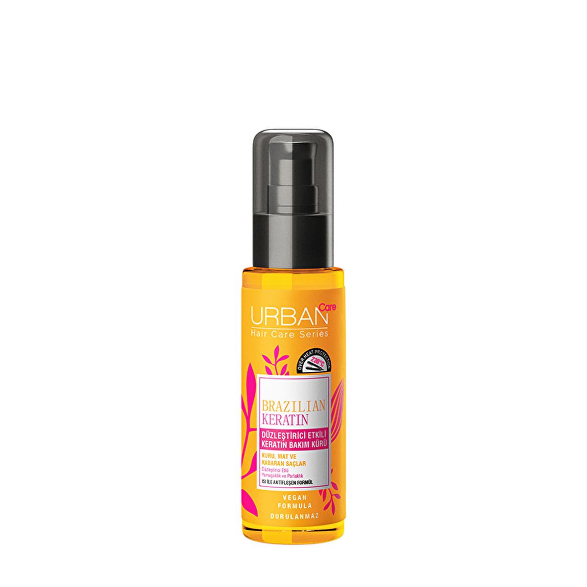 Urban Care Brazilian Keratin Hair Treatment: Straightening, Smoothing, Anti-Frizz Serum with Marula Oil - Heat & UV Protection, Vegan Formula