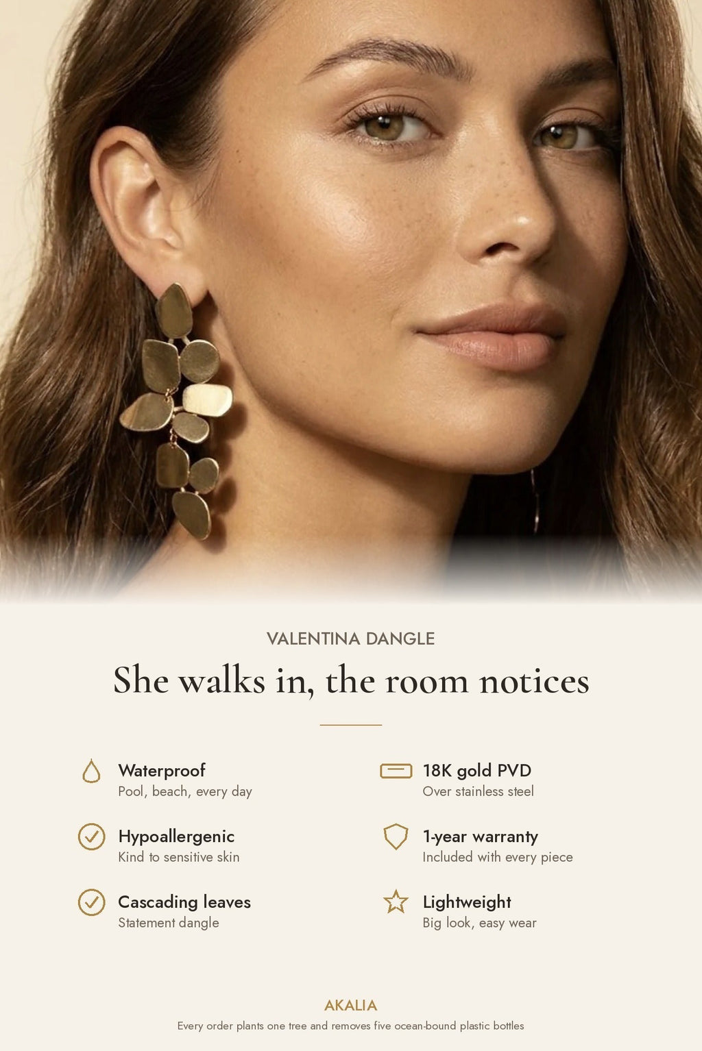 Valentina Waterproof Statement Dangle Earring