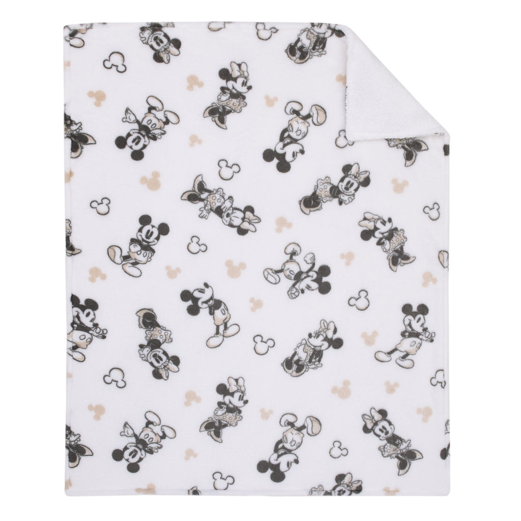 Mickey and Minnie Mouse Black and White Super Soft Sherpa Baby Blanket