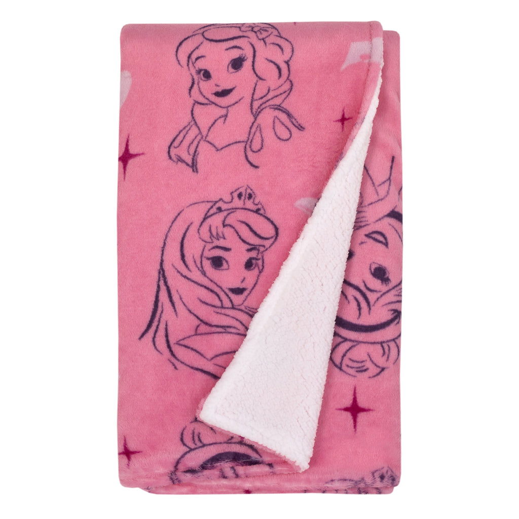 Princess Pink and Purple Tiaras Super Soft Sherpa Baby Blanket