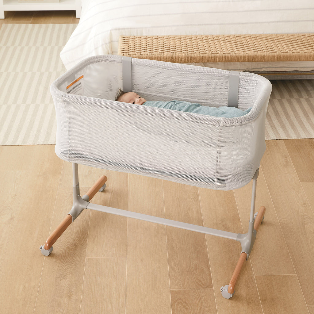 Cozy-Up 2-in-1 Bedside Sleeper Blue and White Clouds 100% Cotton Fitted Bassinet Sheet