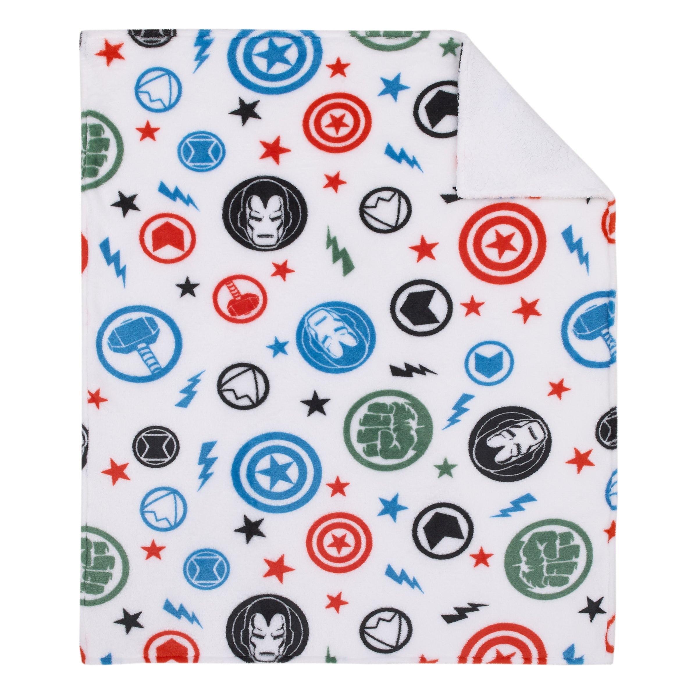 The Avengers Red, White, and Blue Super Soft Sherpa Baby Blanket
