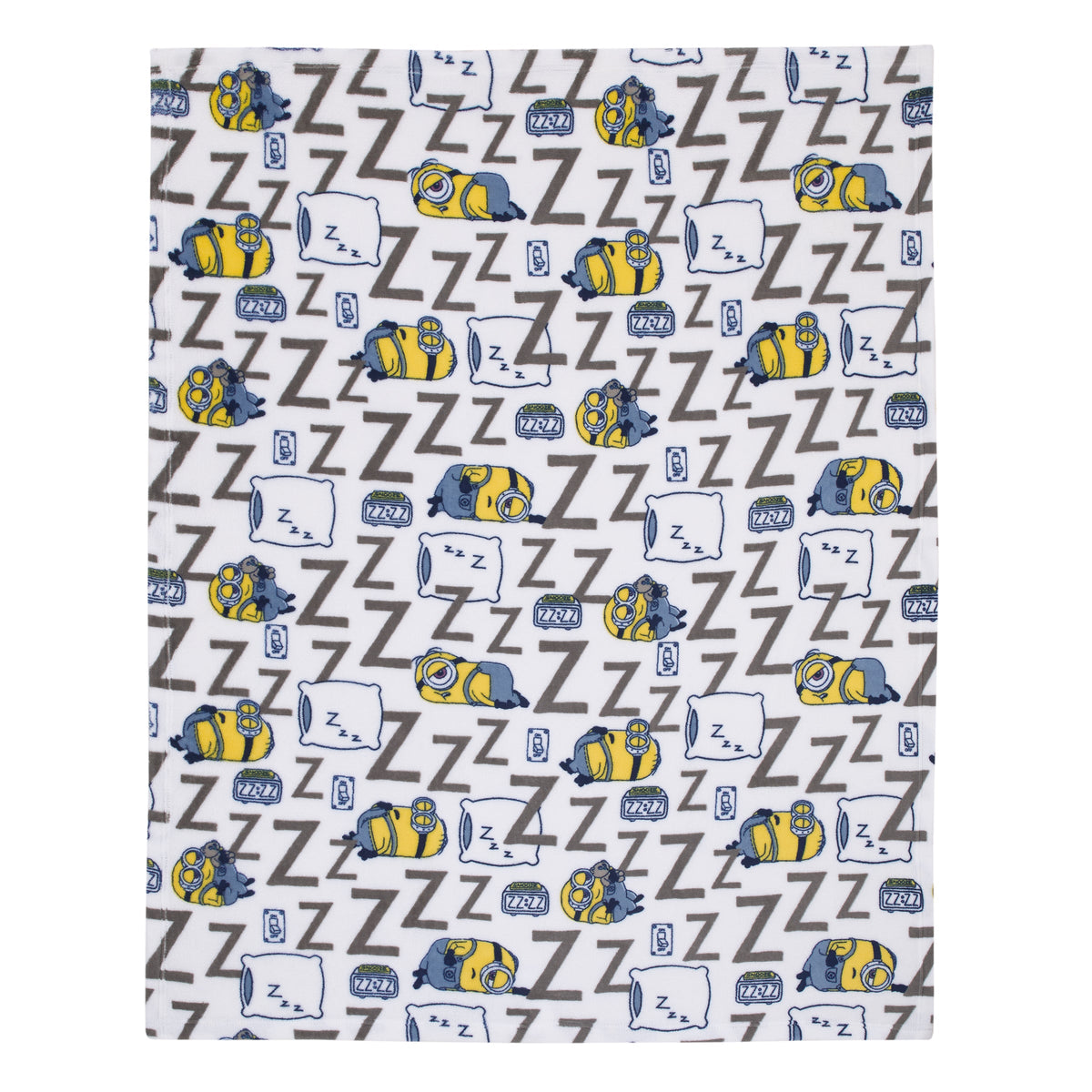 Lazy Minions Club Gray, Blue, Yellow, and White Super Soft Toddler Blanket