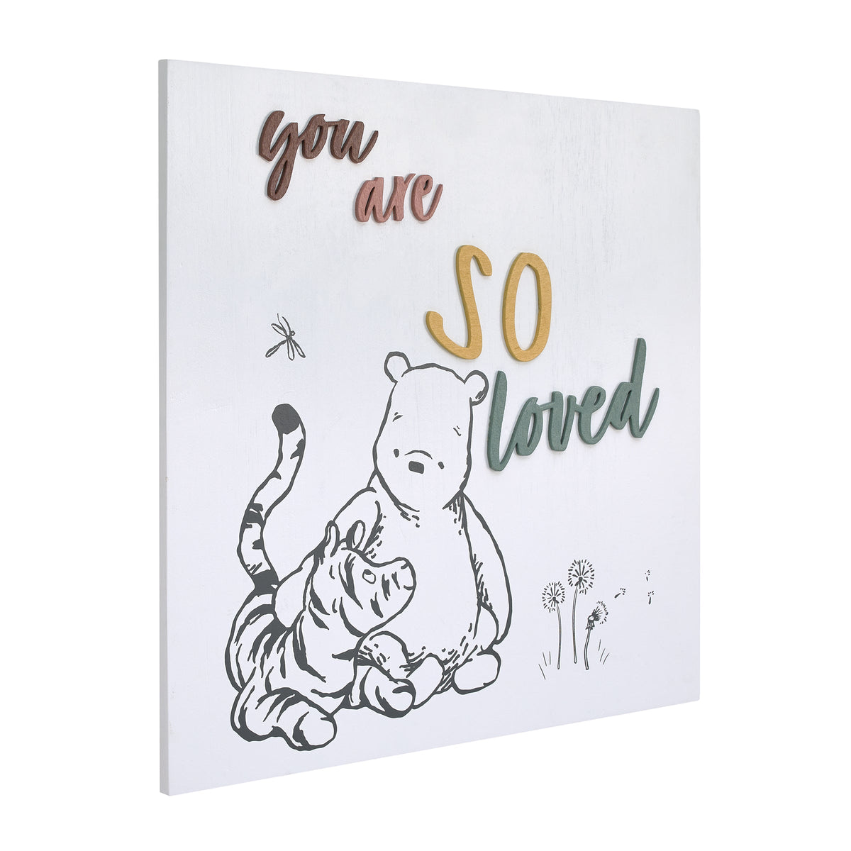 Disney Classic Winnie the Pooh and Tigger You Are So Loved Ivory and Grey Wood Wall decor