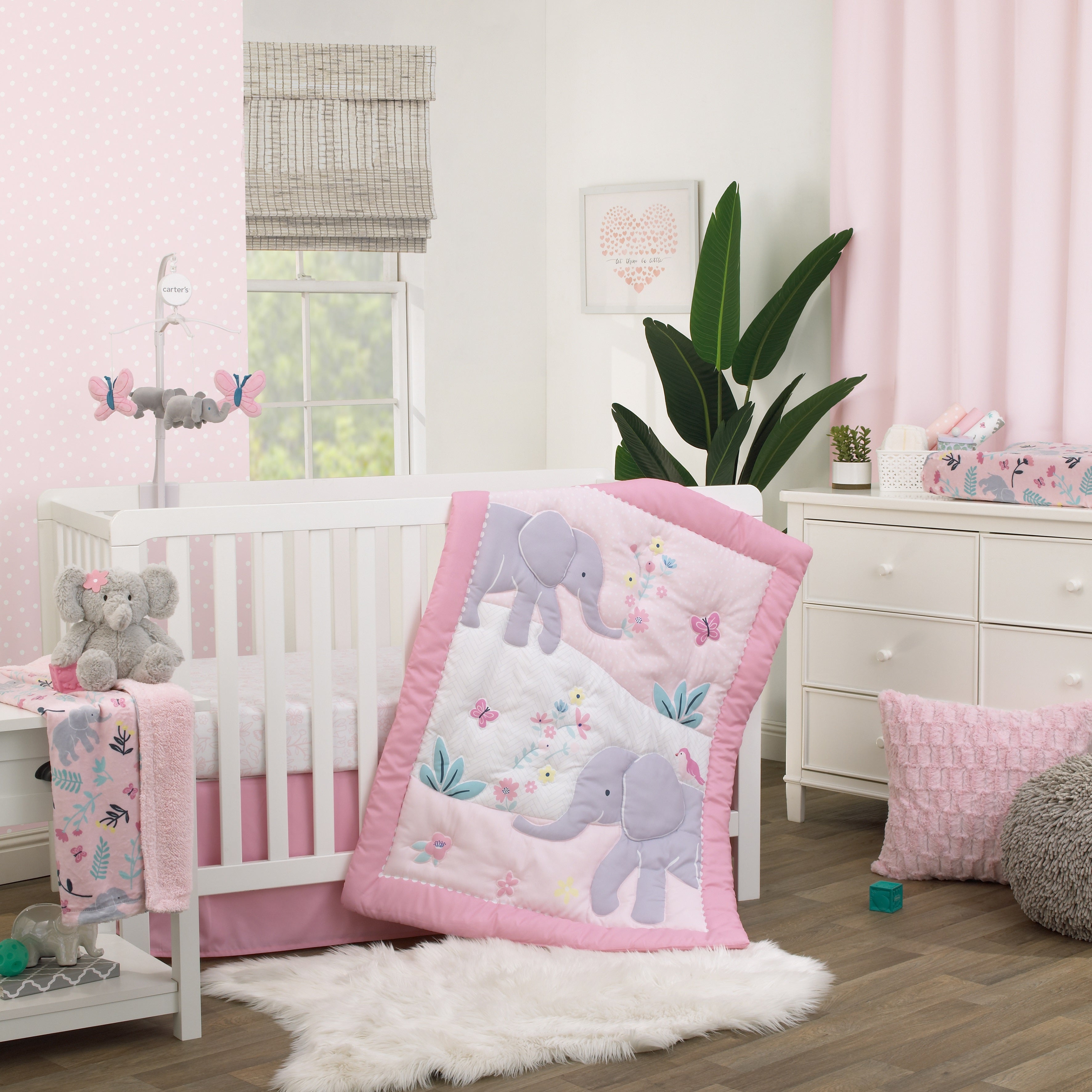 Floral Elephant White Multi Colored Super Soft Fitted Crib Sheet