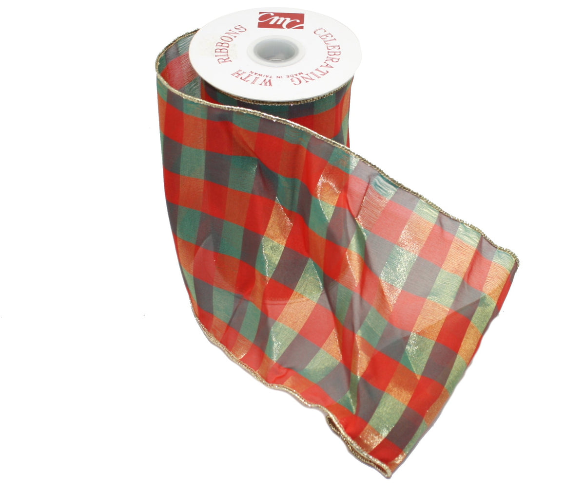 Bold Plaid Sheer - 6 Inch Wide Wire Ribbon - By The Yard