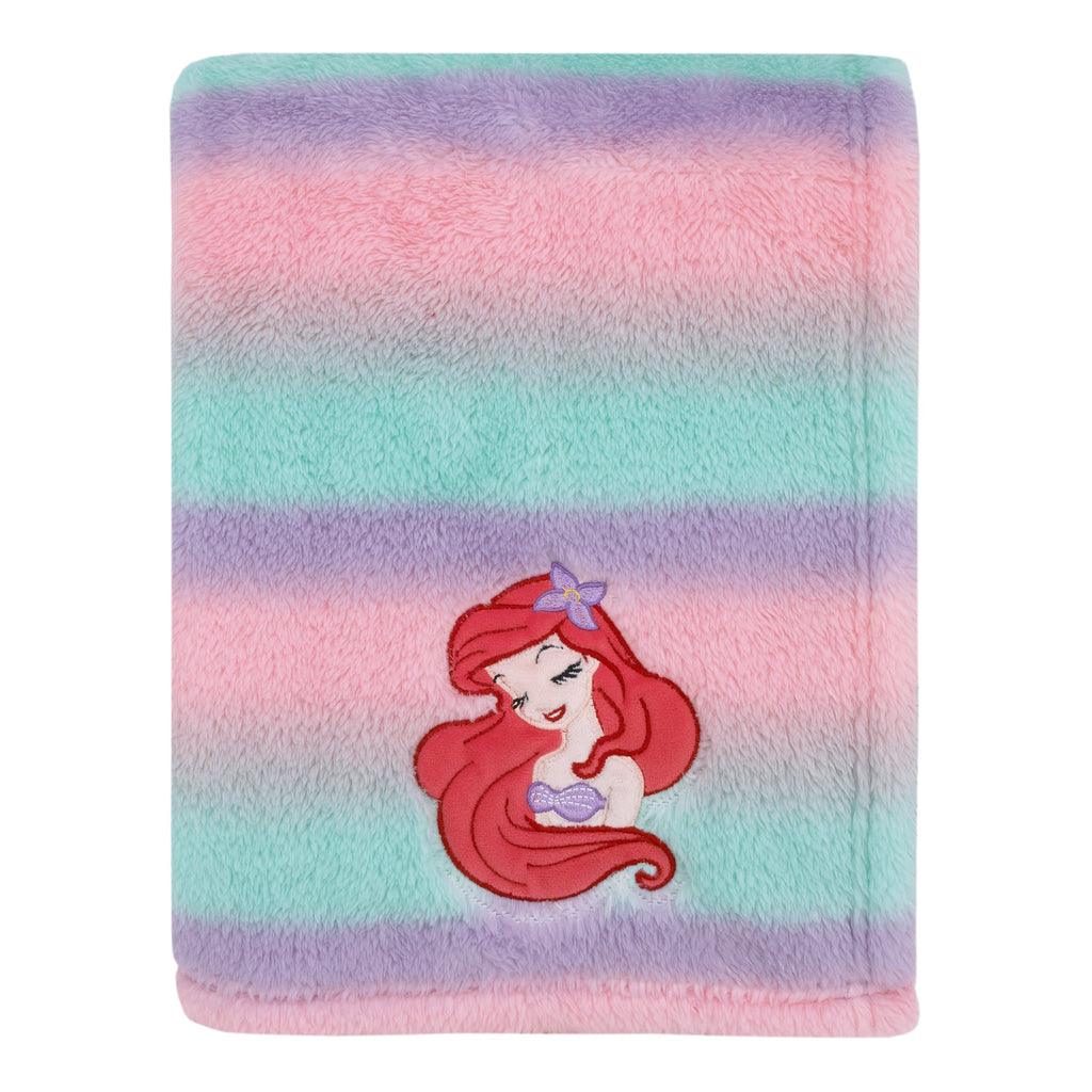 Ariel Watercolor Wishes Pink, Lavender, Aqua, and Orange, One of a Kind Ombre Sherpa Super Soft Baby Blanket