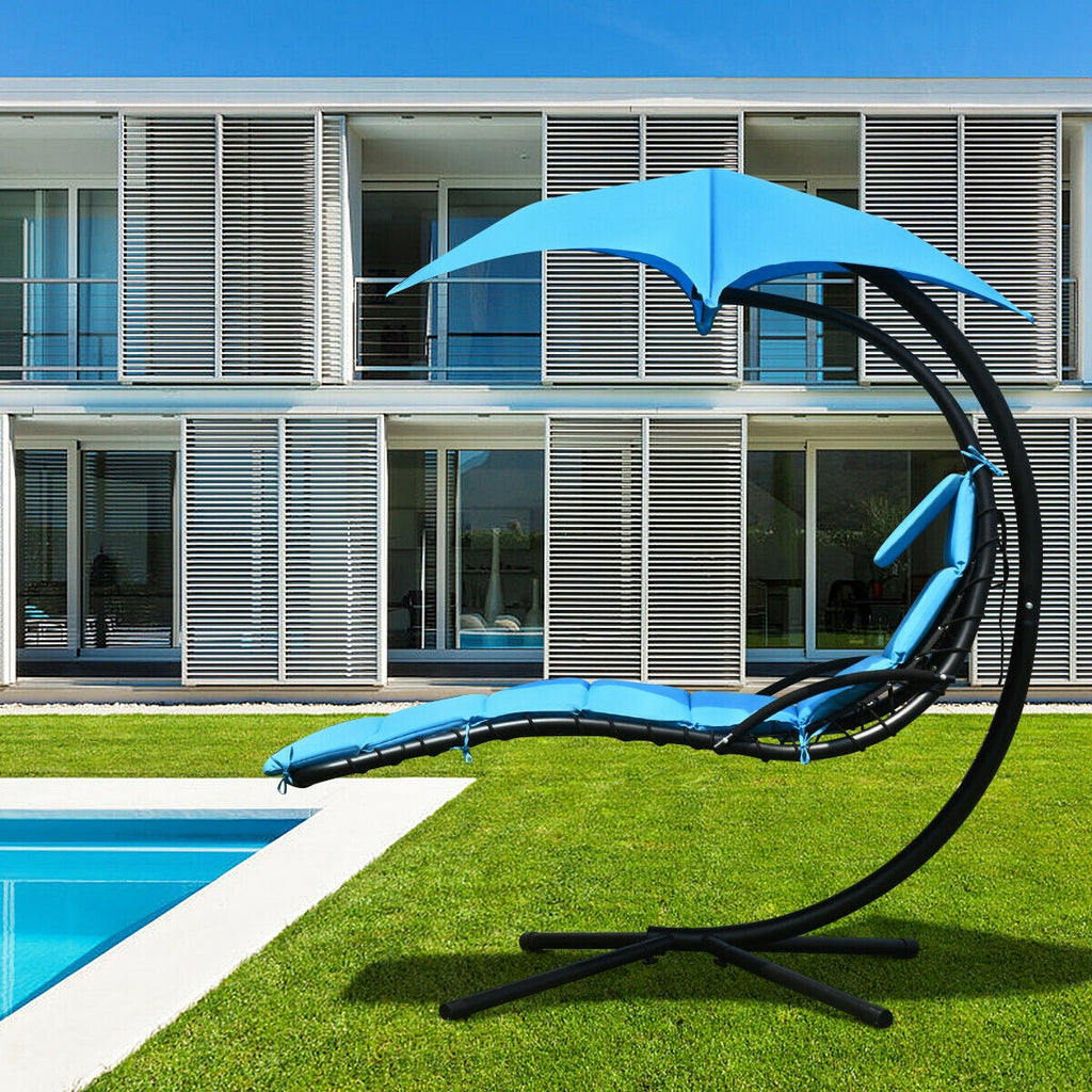 Hanging Stand Chaise Lounger Swing Chair with Pillow