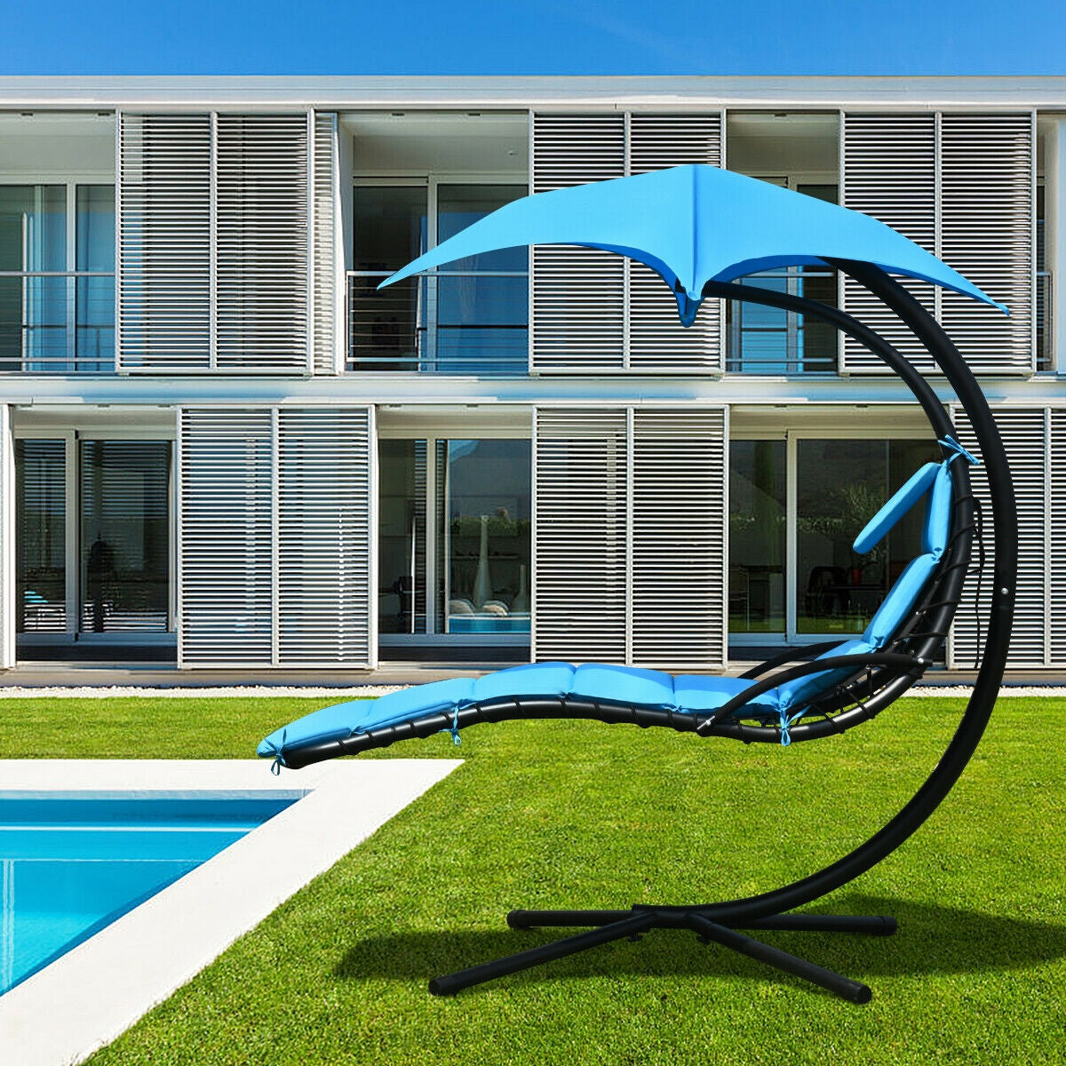 Hanging Stand Chaise Lounger Swing Chair with Pillow