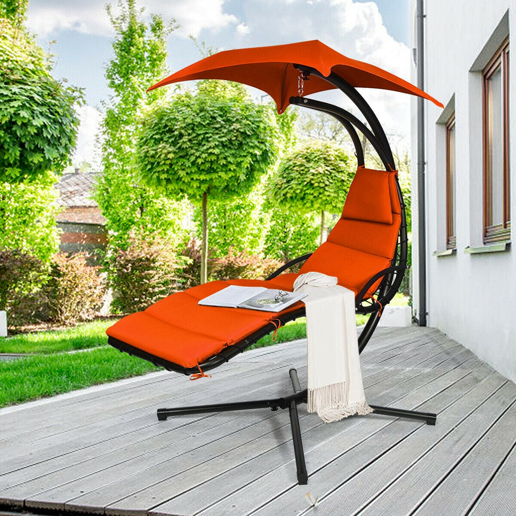 Hanging Stand Chaise Lounger Swing Chair with Pillow