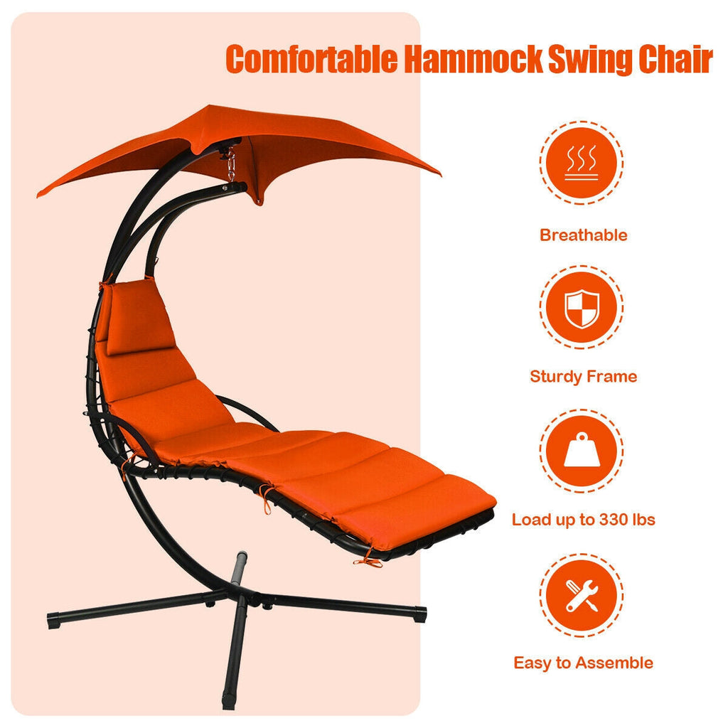 Hanging Stand Chaise Lounger Swing Chair with Pillow
