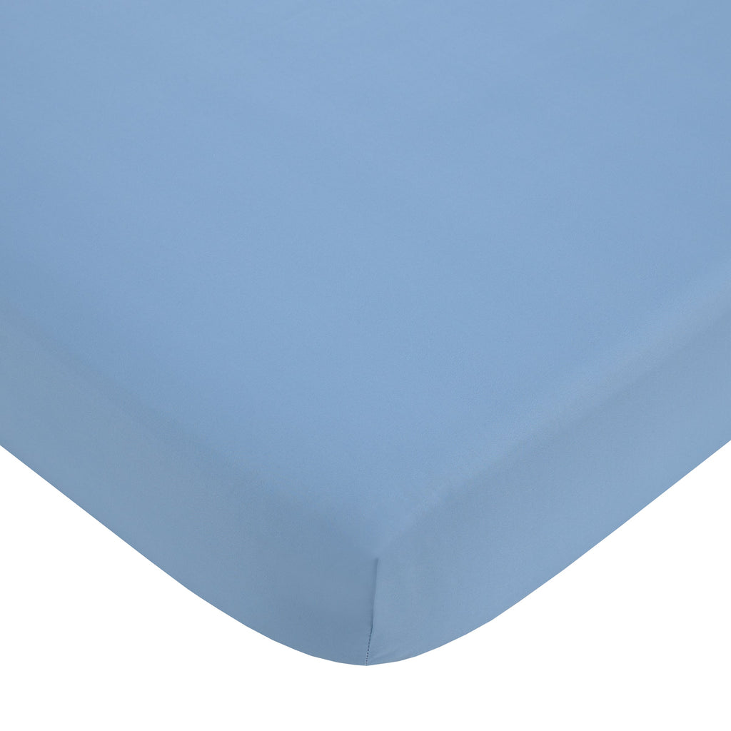Coco Navy, Orange, and Light Blue, Seize Your Moment 4 Piece Toddler Bed Set - Comforter, Fitted Bottom Sheet, Flat Top Sheet, and Reversible Pillowcase