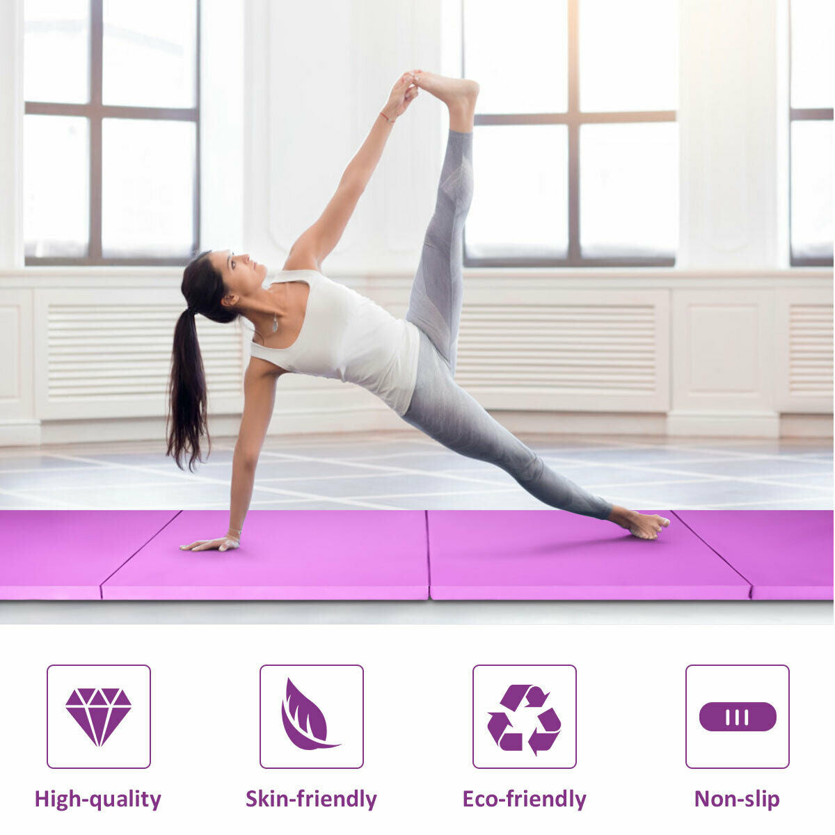 4 Feet x 10 Feet x 2 Inch Folding Gymnastics Tumbling Gym Mat